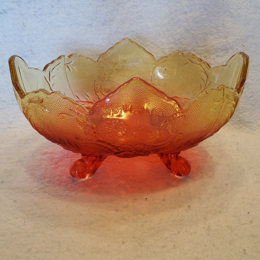 Crystal Multicolored Vtg Mid Century Footed Serving Bowl